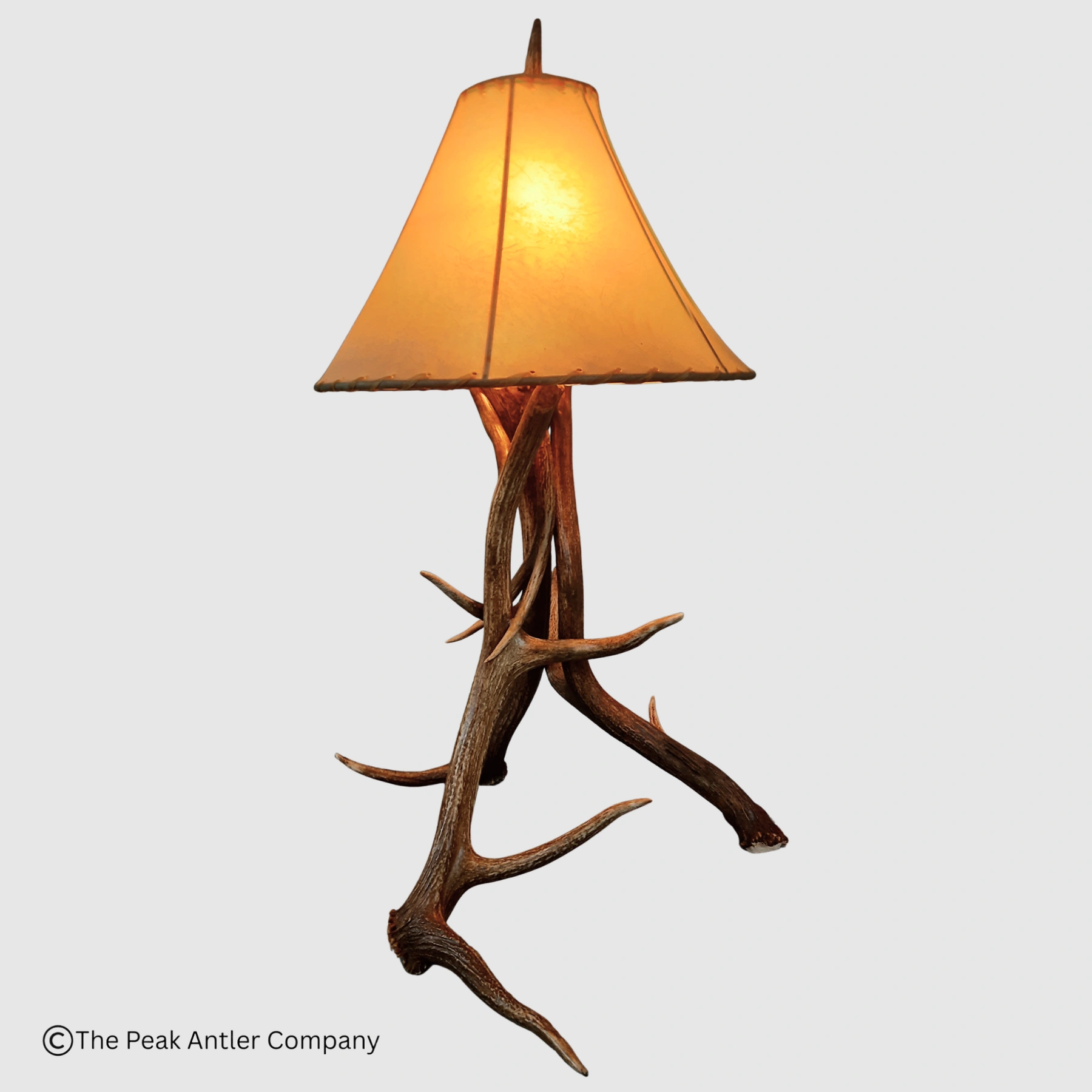 Elk Antler Table Lamp with 16" rawhide lmapshade