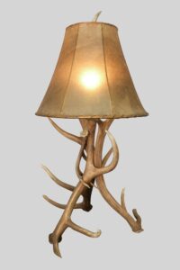 elk antler table lamp with a handmade natural 16" rawhide lamp shade