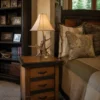 elk and moose antler table lamp in a master bedroom end table