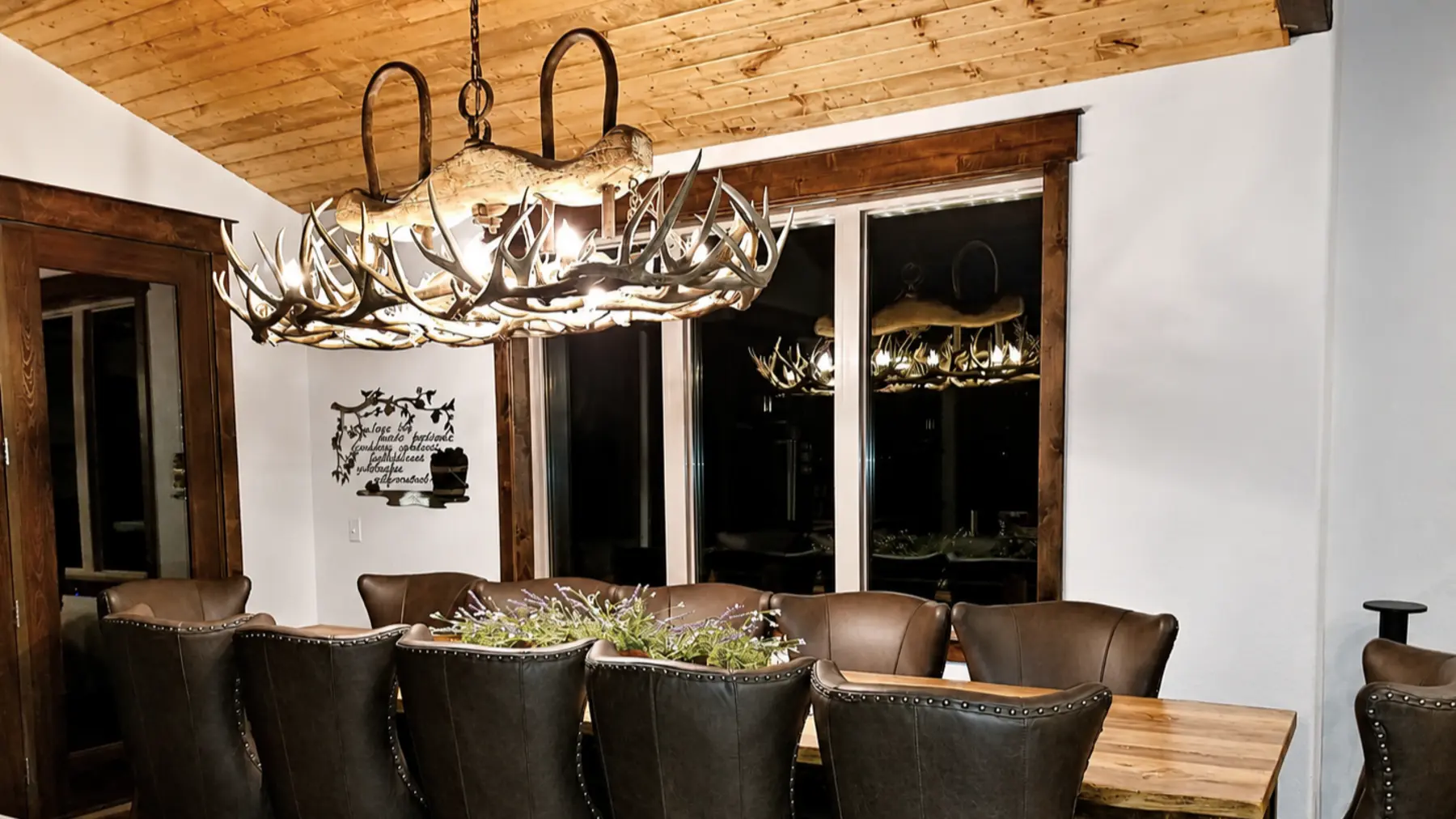 In home image of the whitetail antler snowmass light fixture