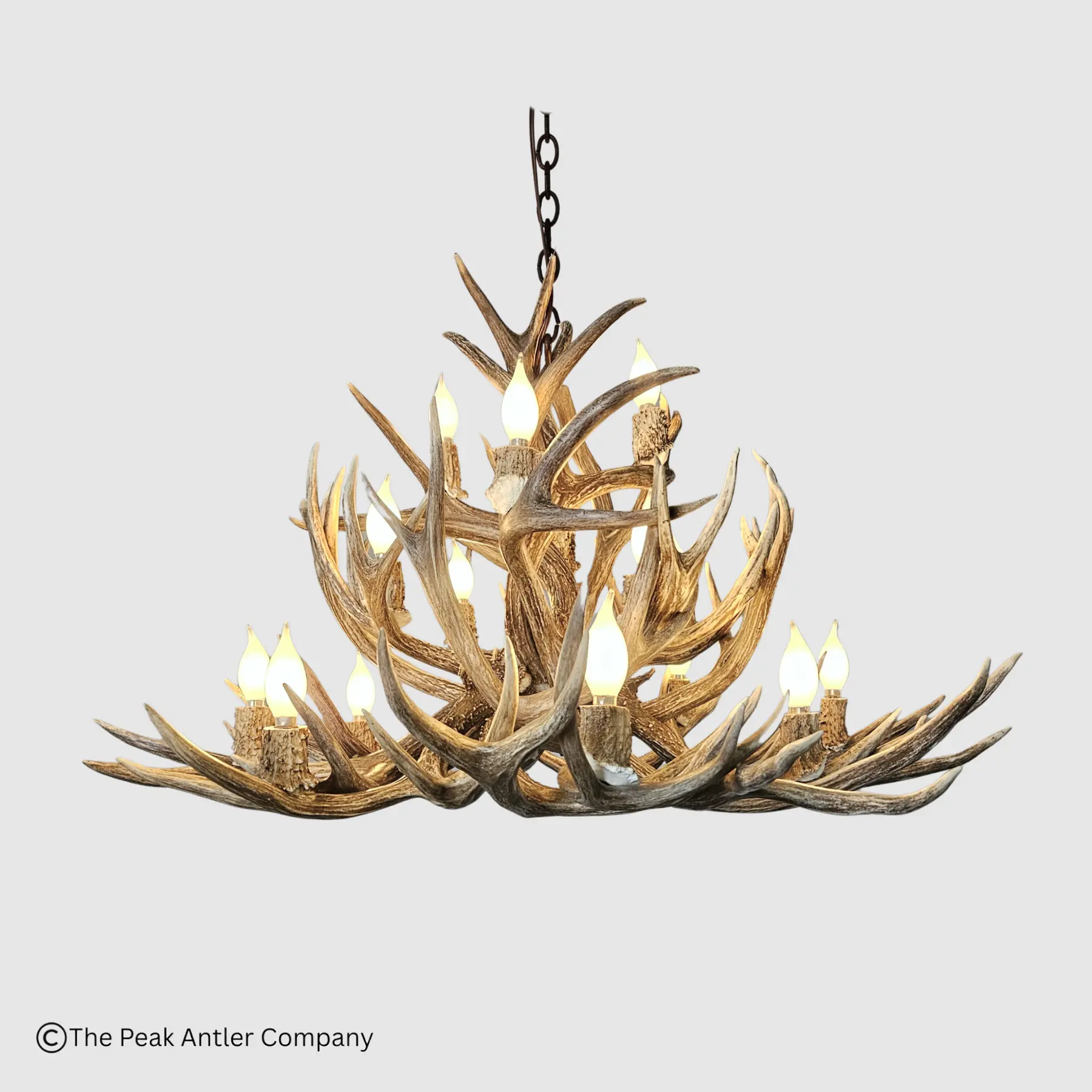 Round mule deer antler chandelier sunshine peak