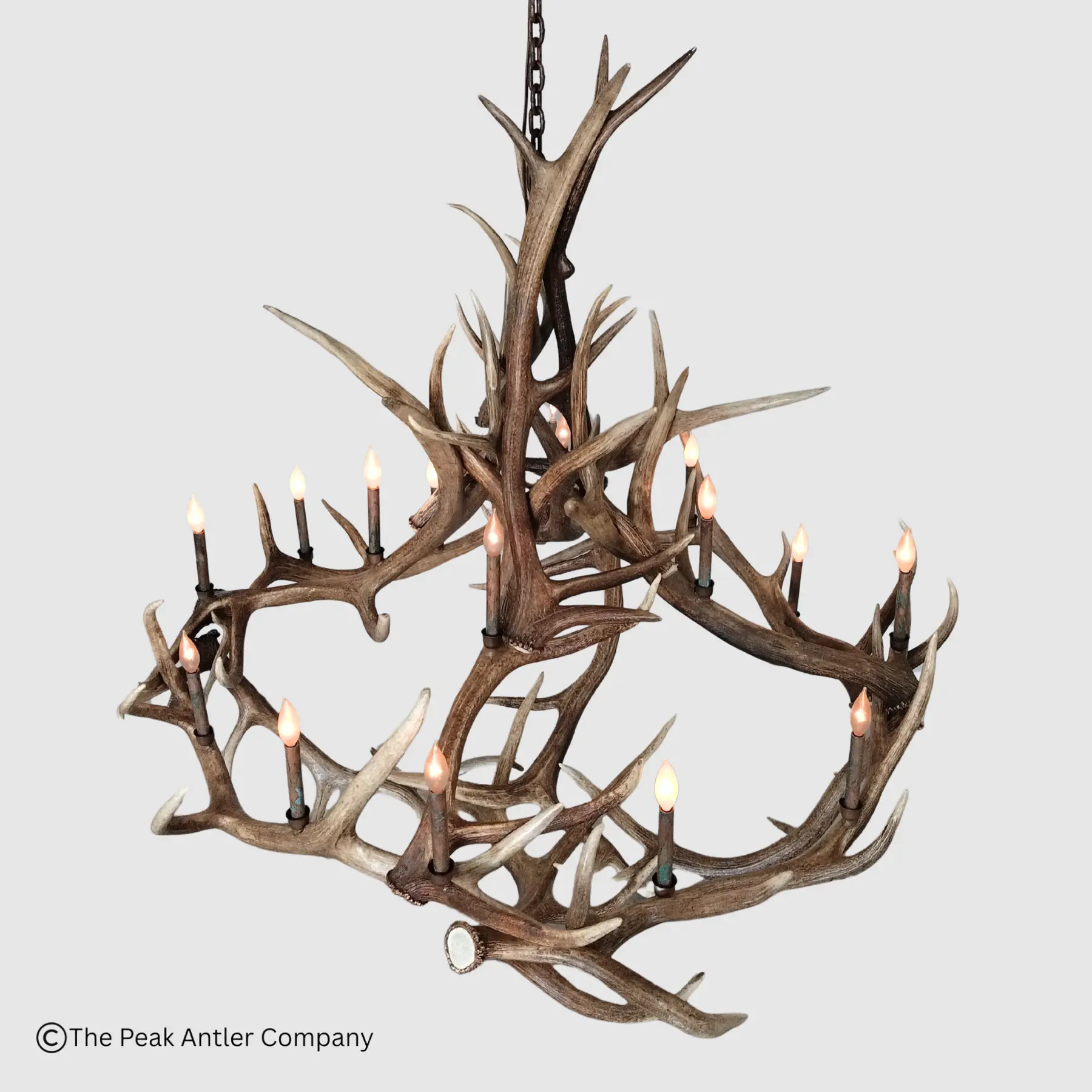 looking down on the round elk chandelier