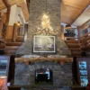 crestone peak round mule deer antler light fixture in great room
