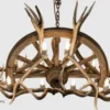 down view on the oval wagon wheel and elk antler chandelier