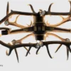 bottom view of the elk antler and wagon wheel chandelier