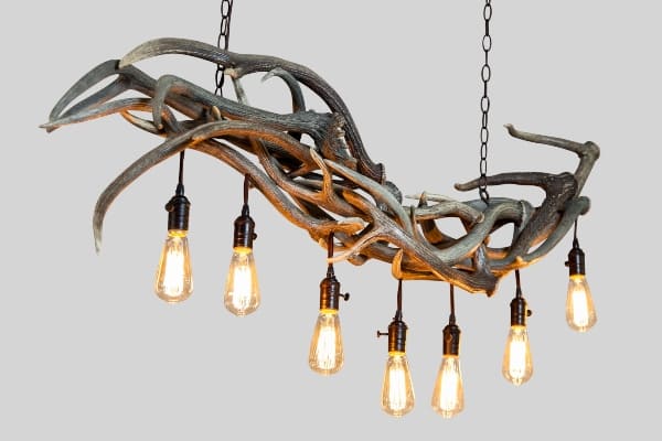 angled view of axis deer seven falls chandelier