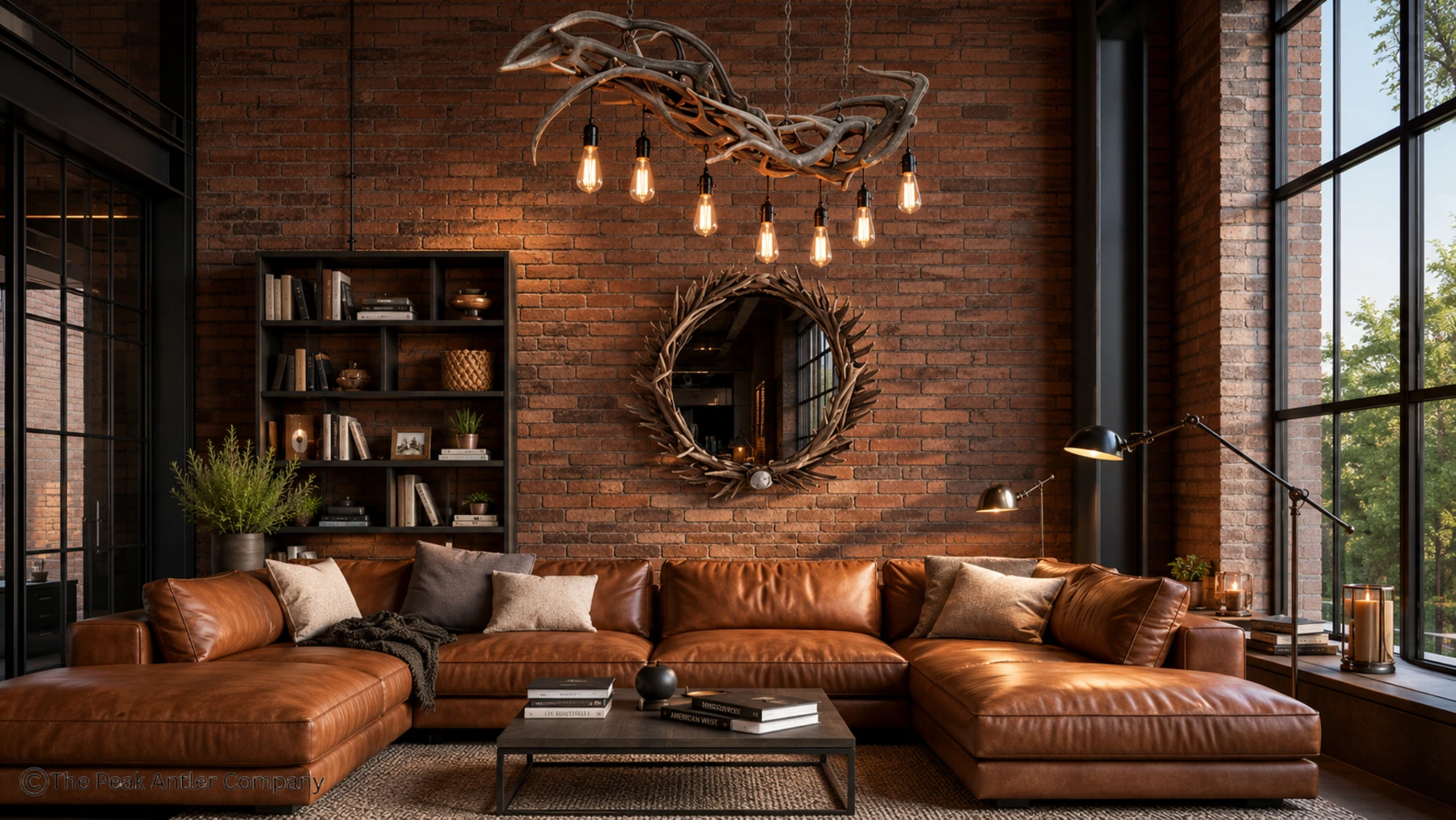 582 Seven Axis Falls In Home 1800x1800 sven falls axis deer antler chandelier in a modern home living room