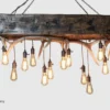 a large timber chandelier with whitetail deer antlers and elk anters