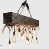 elk and whitetail deer antler chandelier with a timber over the top