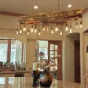 timberline elk and whitetail antler chandelier in a home kitchen over the bar