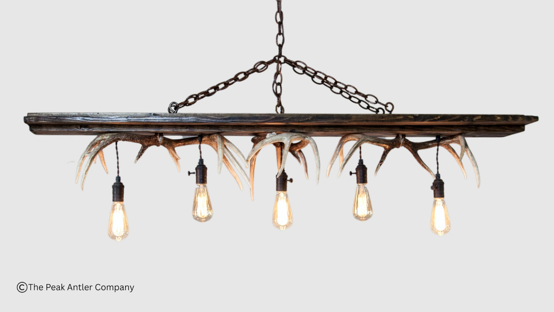 linear timber and whitetail antler chandelier