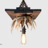 side view of the linear whitetail antler and timber chandelier