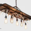 underneath view looking up at the timber and whitetail antler chandelier