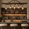 Slenderwood Modern Whitetail Antler Chandelier over a home bar