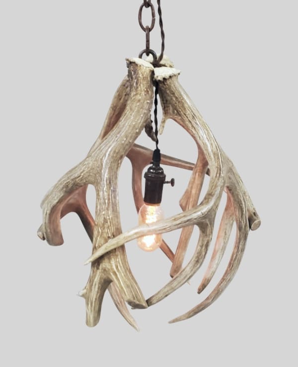 side veiw of mule deer globe pendant with 1 light