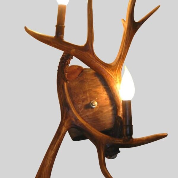 Mule deer sconce with two antler and two lights