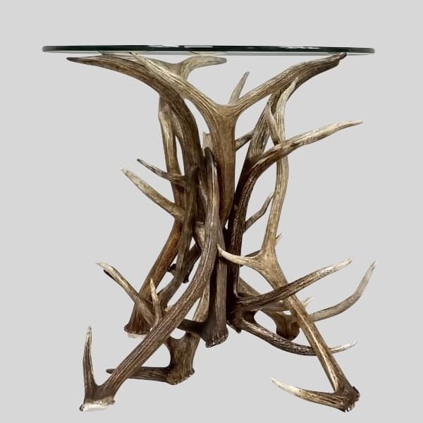 elk and mule deer antler end table