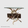 mule deer antler end table with rustic beam