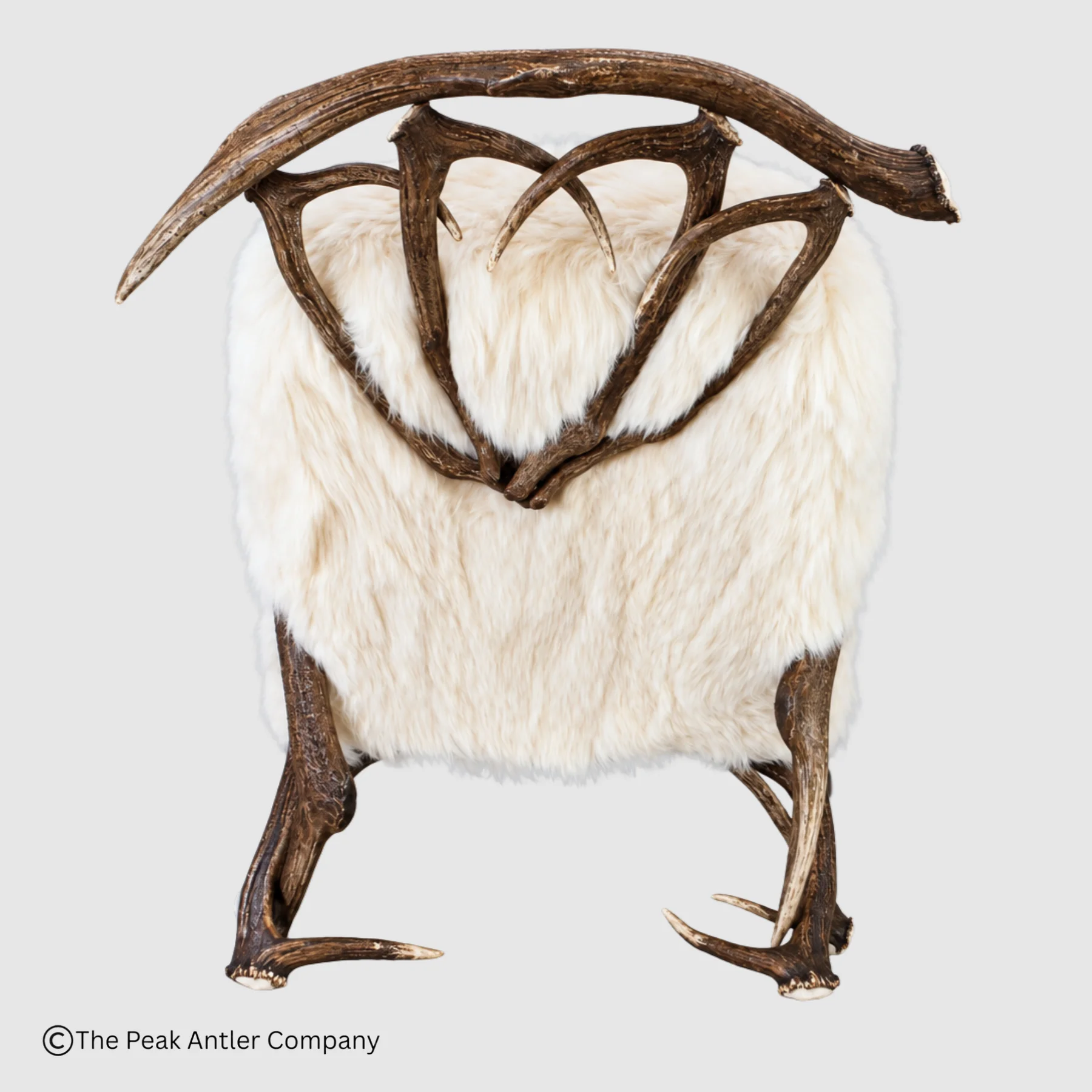 detailed view of the backside of the Alpine Elk Antler Chair & Ottoman