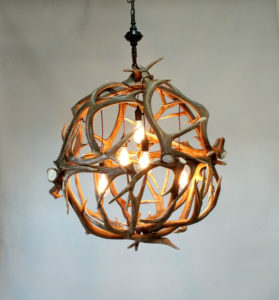 Elk Antler Globe Chandelier with 5 down lights