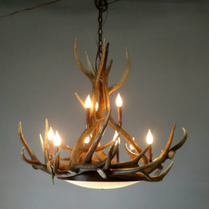 Medium mt Harvard elk chandelier with iron base