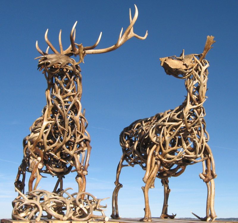 Sampson and Delilah Life Sized Elk Statues from Antlers