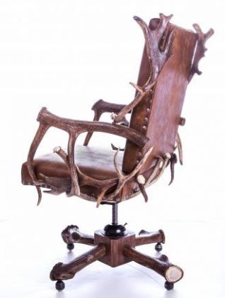 side view of antler desk chair