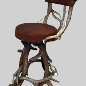 elk bar stool with leather seat and back rest