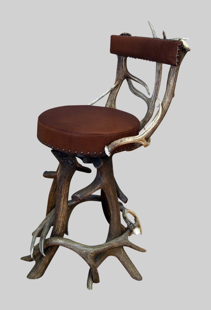 elk bar stool with leather seat and back rest