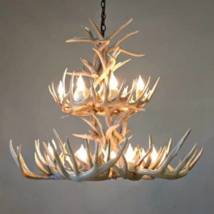 whitetail chandelier 2 tiers natural 