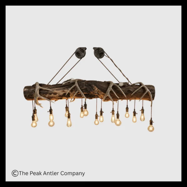 Rustic Log & Whitetail Deer Antler Chandelier