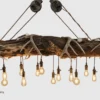 linear rustic log and whitetail antler chandelier