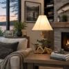 fish and reeds table lamp in a home living room end table