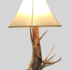 mule deer and aspen log table lamp with meta fish base