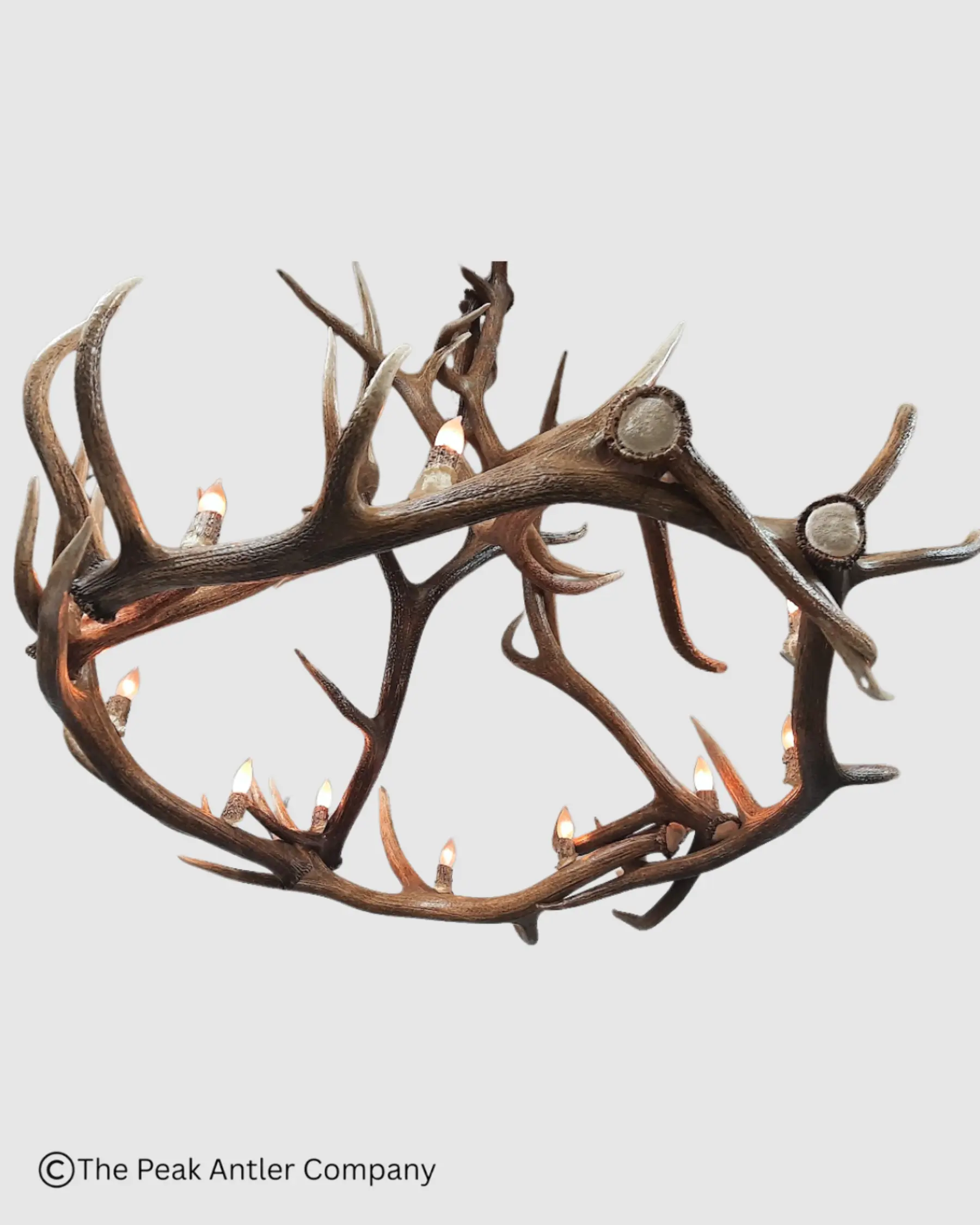 bottom view of elk antler chandelier castle peak