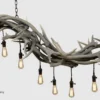 large linear elk antler chandelier