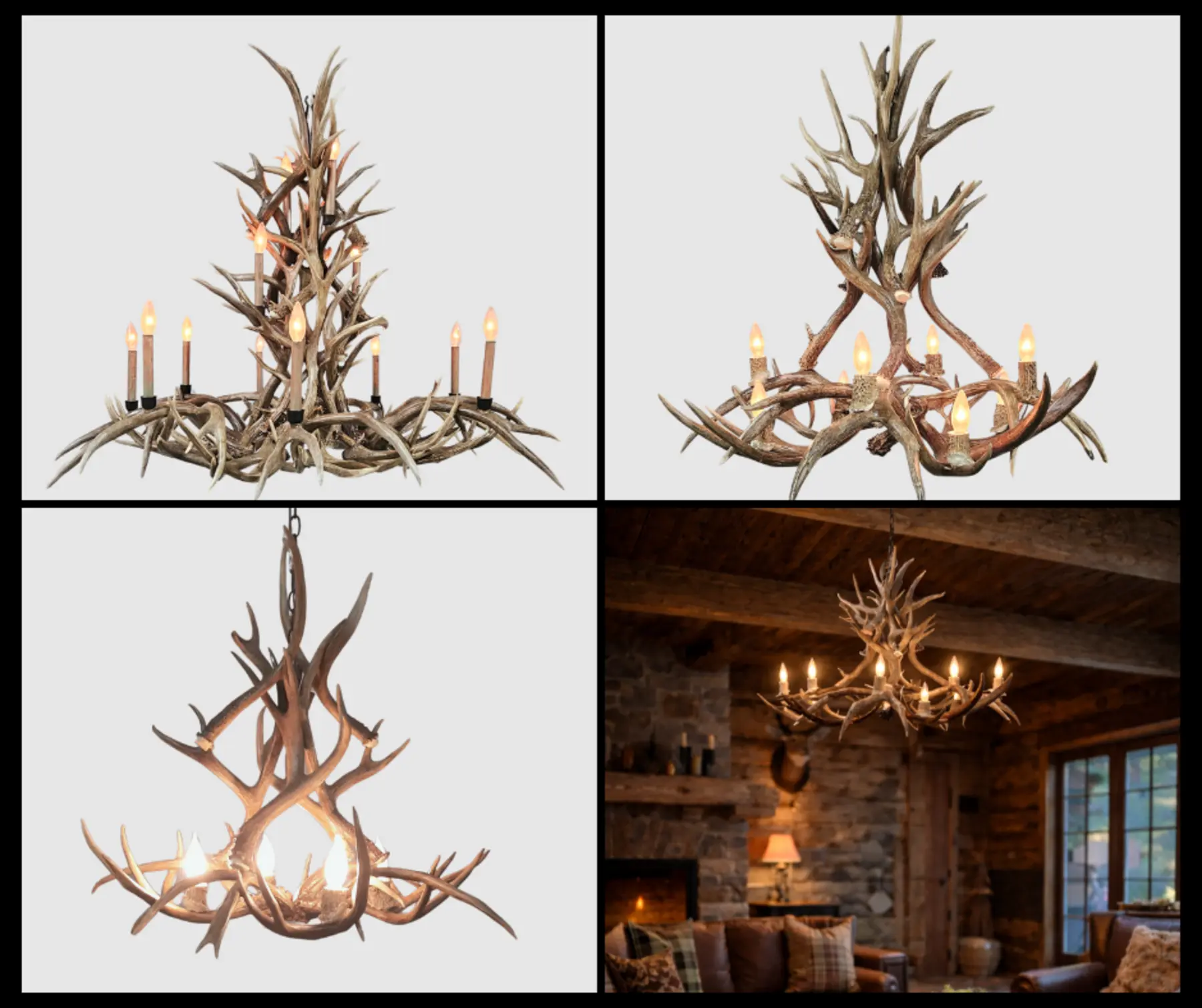 Ponderosa Series Mule Deer Antler Chandeliers