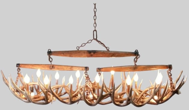 large mule deer snowmass chandelier with horse tack