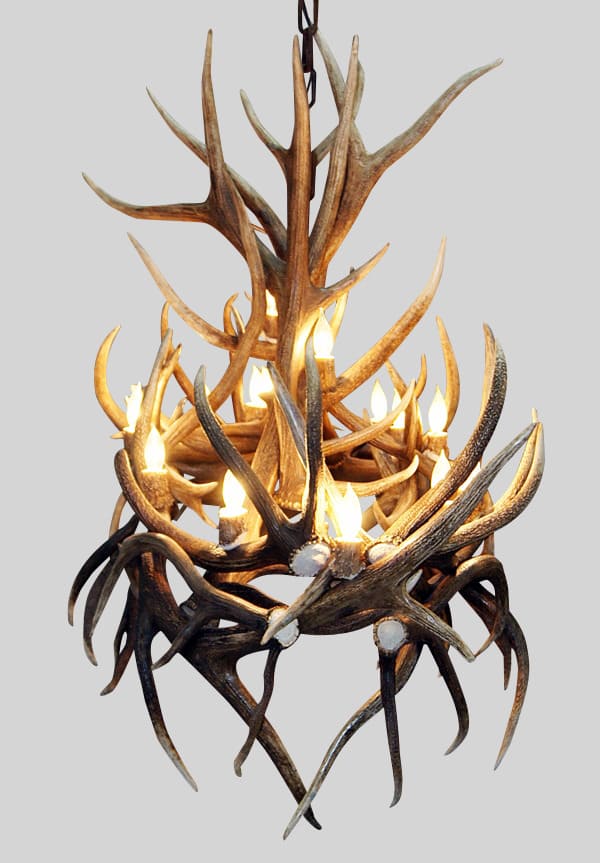 side view of haymen elk antler chandelier