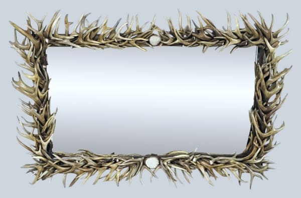 straight on view of our large rectangle antler mirror