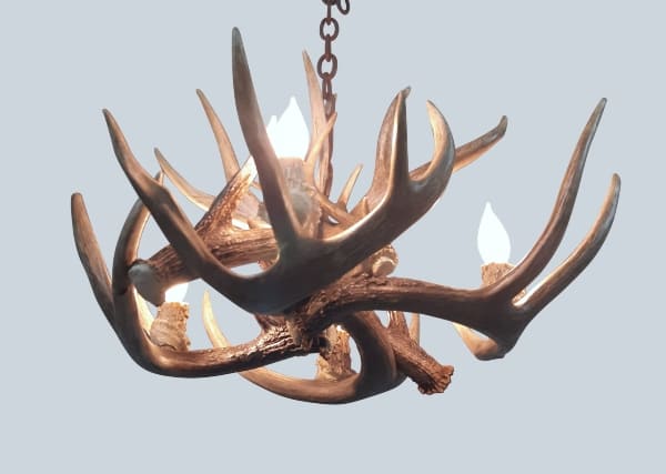 bottom view of our small round whitetail chandelier little bear peak 