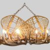oval mt evans chandelier with elk antlers and replica vintage snowshoes