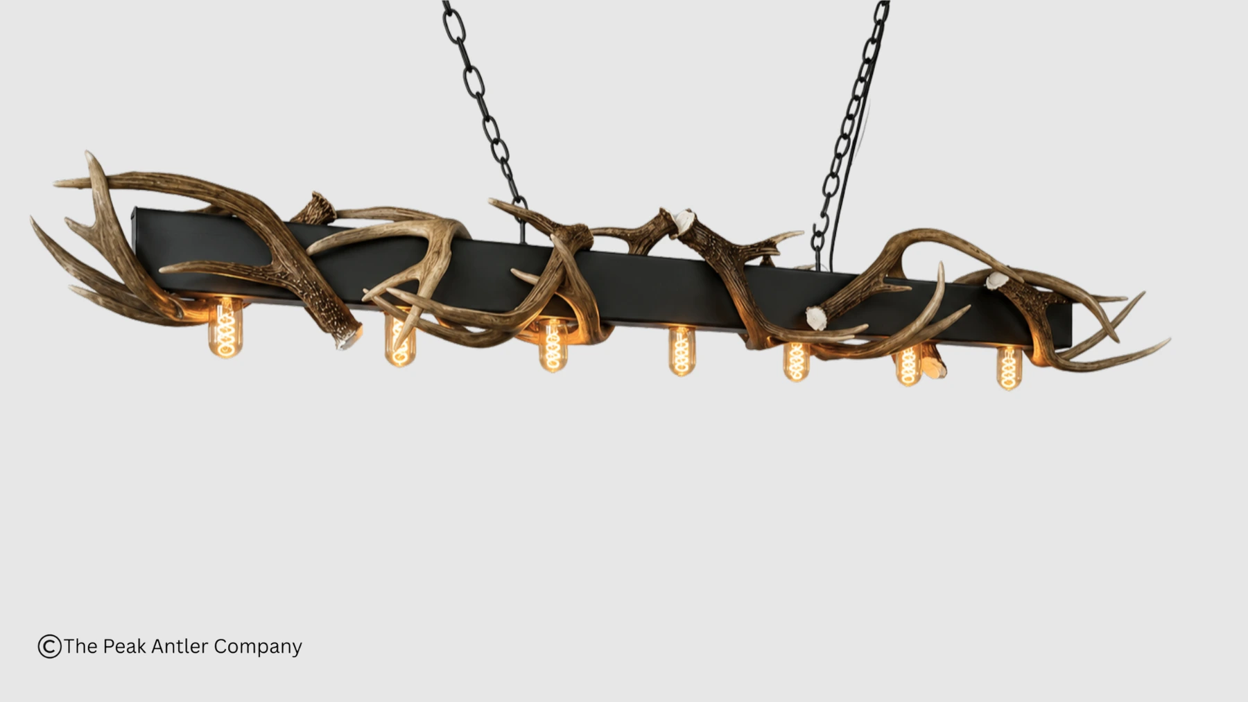 bottom view, looking up at the bottom of the modern whitetail antler chandelier