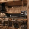 three whitetail deer antler pendant lights over a home bar