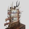 rifle rack with axis deer antler and blesbok skull