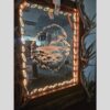African lion etched into the rifle rack mirror and lite up with LED lights
