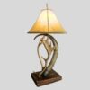 exotic table lamp with an ibex horn, axis deer and fallow deer antlers