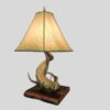 side view of ram horn table lamp