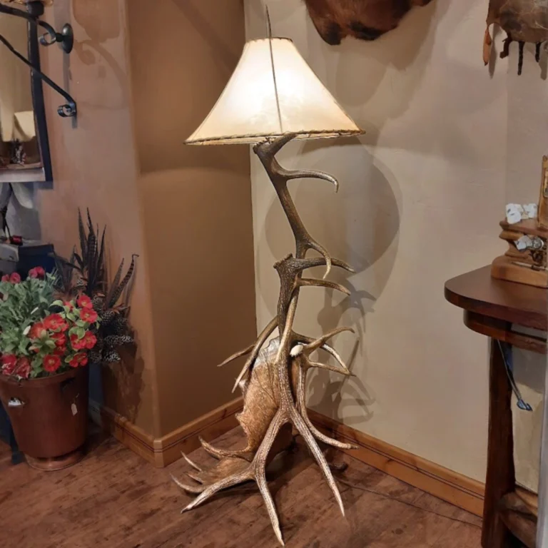 Elk and moose antler floor lamp